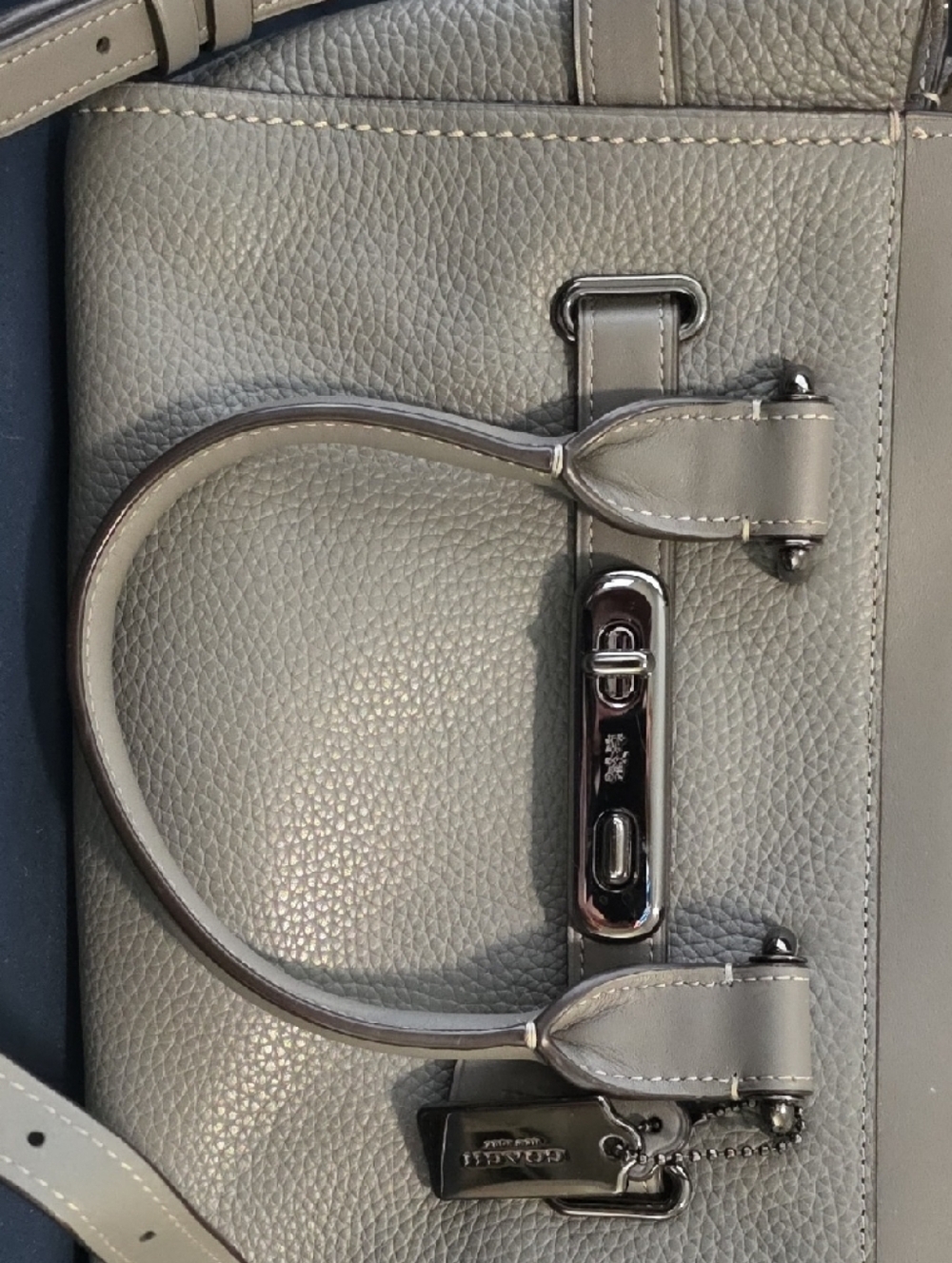 Coach Swagger 27 Carryall Pebbled Leather Satchel in Heather Gray Gunmetal - Picture 2 of 9